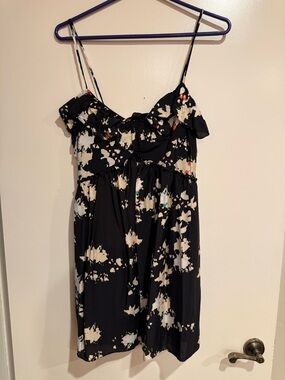 Joie Black Top with Cream Floral Accent